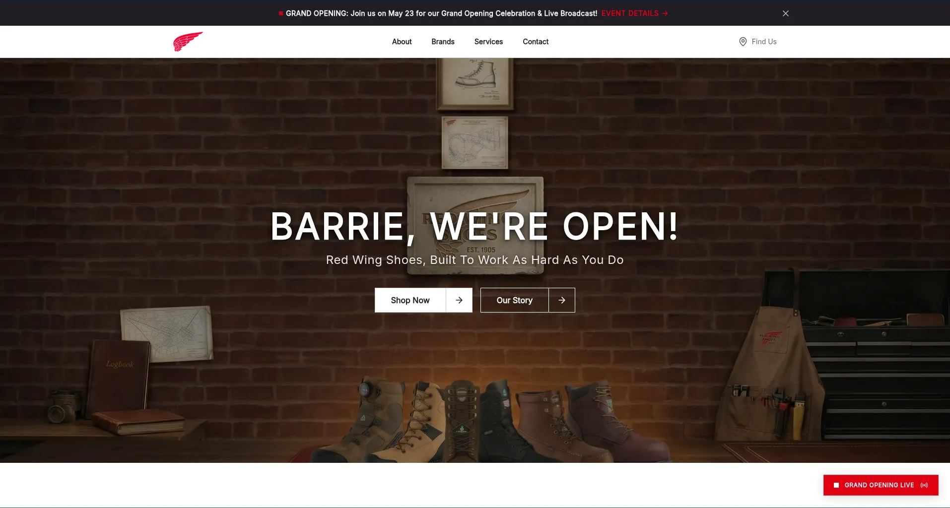 Red Wing Shoes Barrie Website Mockup